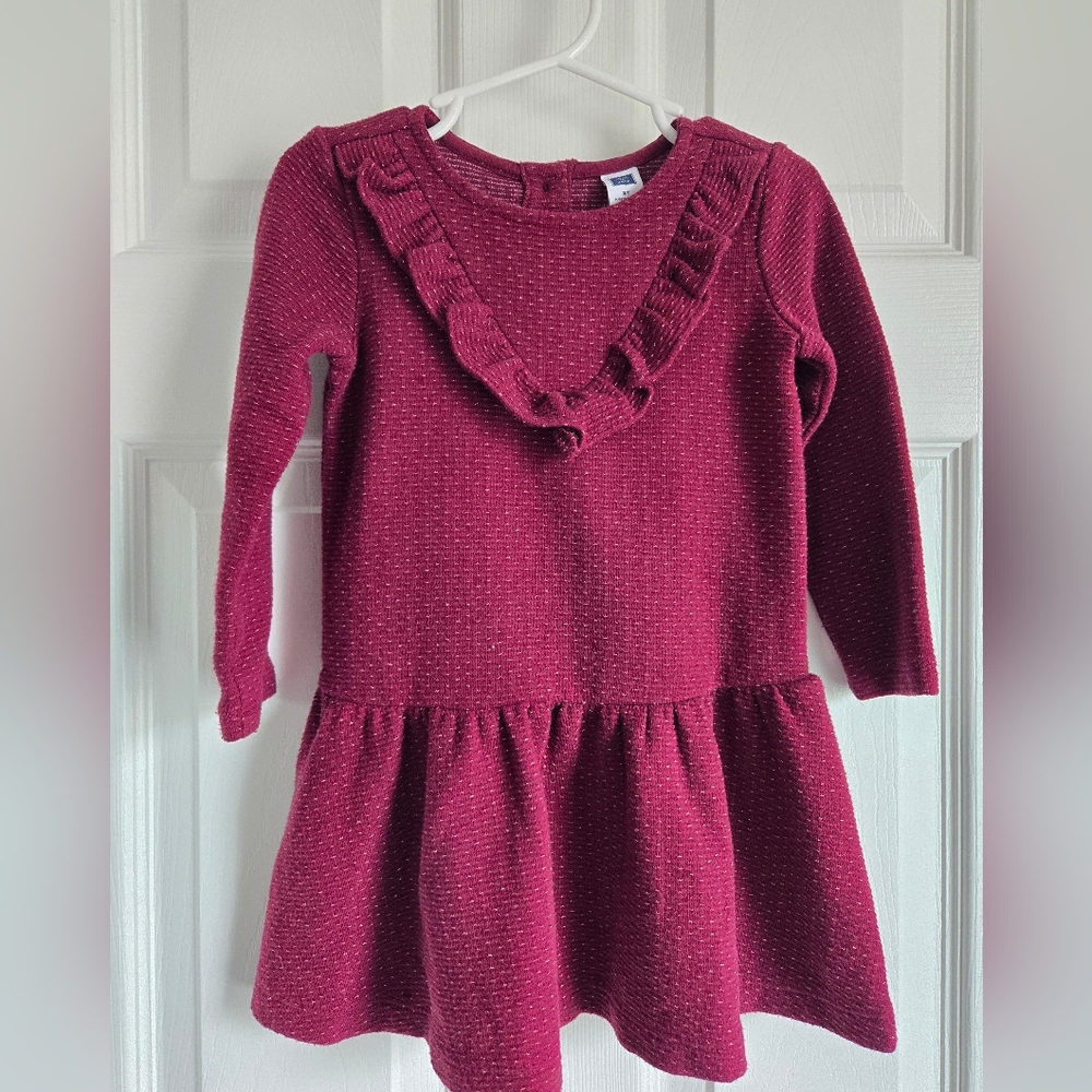 Janie and Jack Burgundy Shimmer Drop Waist Dress Size 2T